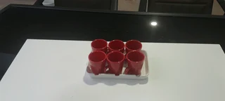 6 RED espresso small mugs