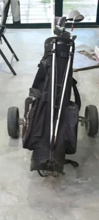 Pinseeker Golf Clubs, golf bag and golf trolley