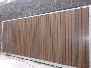 Gates - Wood Driveway Sliding Gates - Remote Controlled Gates - Wood Composite - Meranti Gates