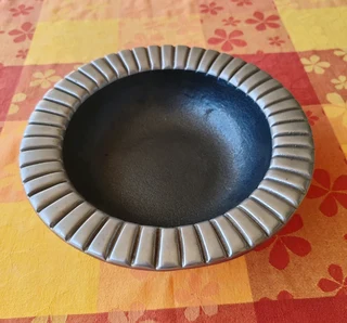 Carrol Boyes Heavy Pewter fruit bowl with a ribbed rim design for sale