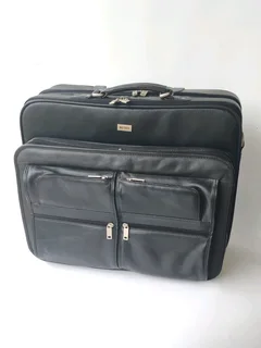 Busby mobile office Leather travel carry-ons Pilots Laptop Computer Trolley bag for sale