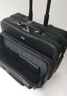 Busby mobile office Leather travel carry-ons Pilots Laptop Computer Trolley bag for sale