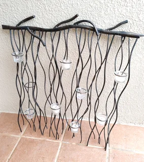 Wall mount nature's branch metal multiple candle holder for sale