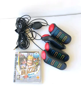 Sony PS3 Playstation BUZZ game and 4 wired controllers for sale