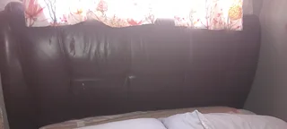 Queen size Genuine leather sleigh bed