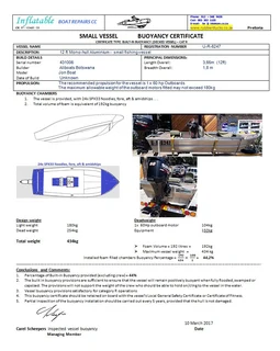Buoyancy &amp; flotation certificates
