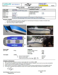 Buoyancy &amp; flotation certificates