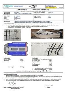 Buoyancy &amp; flotation certificates