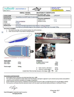 Buoyancy &amp; flotation certificates