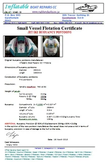Buoyancy &amp; flotation certificates