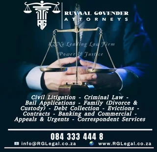 Need An Attorney ** Kzns Leading Attorneys Rg Legal Inc For All Your Legal Requirements