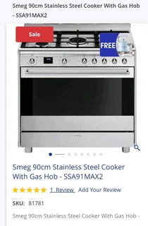 Smeg 90cm Stainless Steel Cooker With Gas Hob - SSA91MAX2