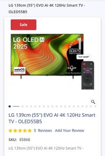 LG 139cm (55") EVO AI 4K 120Hz Smart TV - OLED55B5