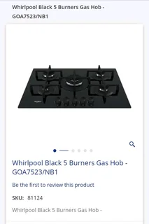 Whirlpool Black 5 Burners Gas Hob - GOA7523/NB1