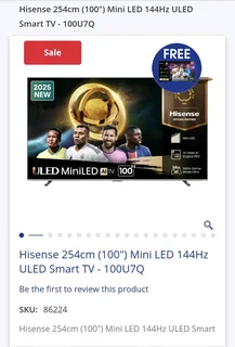 Hisense 254cm (100&#34;) Mini LED 144Hz ULED Smart TV - 100U7Q