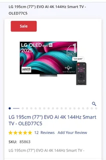 LG 195cm (77&#34;) EVO AI 4K 144Hz Smart TV - OLED77C5