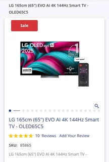 LG 165cm (65&#34;) EVO AI 4K 144Hz Smart TV - OLED65C5