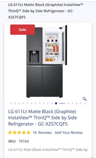 LG 611Lt Matte Black (Graphite) InstaView™ ThinQ™ Side by Side Refrigerator - GC-X257CQFS