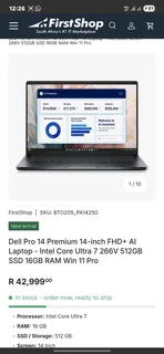 Sealed Dell Pro Premium Ultra 5 gen 2 Copilot plus laptop brand new