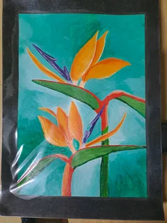 Bird of paradise flower painting