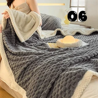 Queen Size Sherpa Lined Basketweave Blanket/Throw