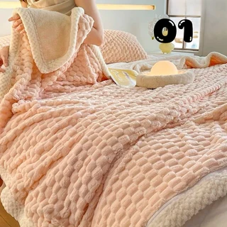 Queen Size Sherpa Lined Basketweave Blanket/Throw