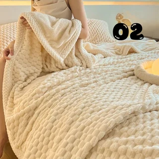 Queen Size Sherpa Lined Basketweave Blanket/Throw