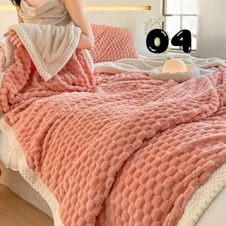 Queen Size Sherpa Lined Basketweave Blanket/Throw