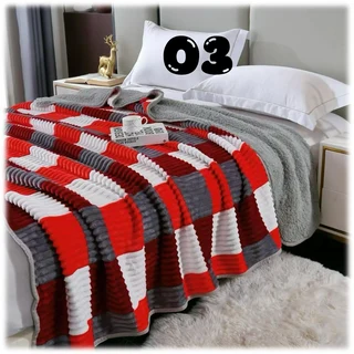 Block Sherpa Throws / Blankets - Queen Size