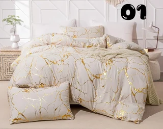Marbled Queen Size Comforter Set, 5 Piece