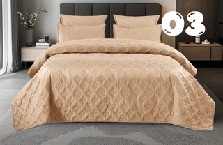 Queen sized embossed quilt set
