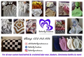 Hand knitted and crocheted baby wear and blankets of all sizes