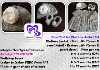 Hand knitted and crocheted baby wear and blankets of all sizes
