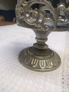 Antique glass and iron decorations vase.