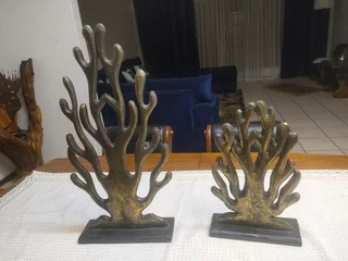 2x Carved Wooden Decorative Coral tree