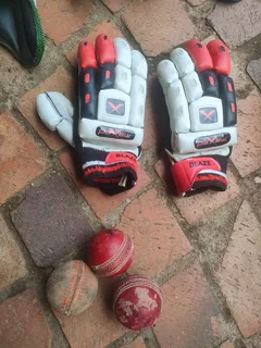 Medium adult size cricket kit with bag.