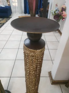 Antique large set of 3 candles holders in wrought iron Base.