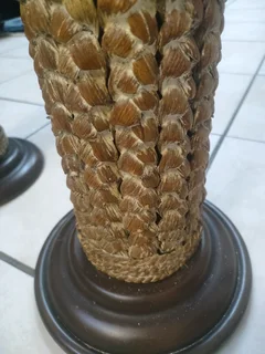 Antique large set of 3 candles holders in wrought iron Base.