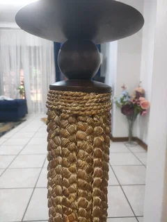 Antique large set of 3 candles holders in wrought iron Base.