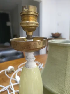 2x Antique marble stone and brass lamp