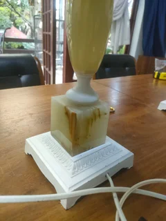 2x Antique marble stone and brass lamp