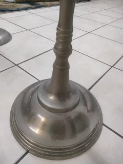 2 x large antique Pewter steel candles holder 1.55 meter.