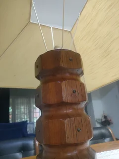 Antique mid century wooden oak Hand-Crafted Table Lamp 65 cm