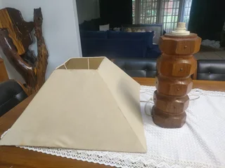 Antique mid century wooden oak Hand-Crafted Table Lamp 65 cm