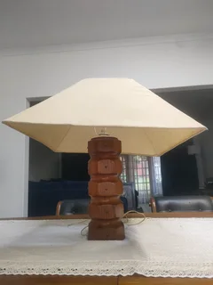 Antique mid century wooden oak Hand-Crafted Table Lamp 65 cm