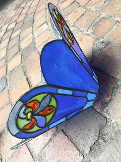 Handmade VTG Tiffany Style Stained Glass Flower vase