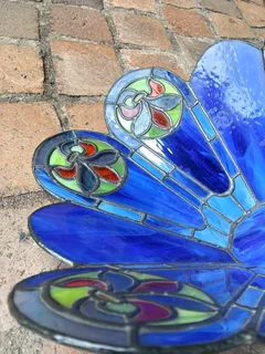Handmade VTG Tiffany Style Stained Glass Flower vase