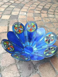 Handmade VTG Tiffany Style Stained Glass Flower vase