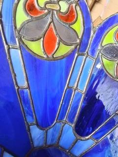 Handmade VTG Tiffany Style Stained Glass Flower vase