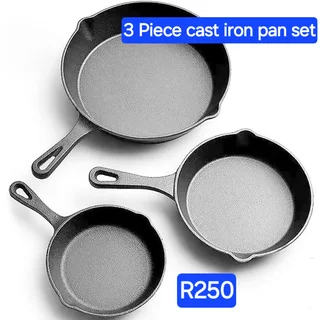 3 Piece cast iron pan set-WHATSAPP 073 631 1491